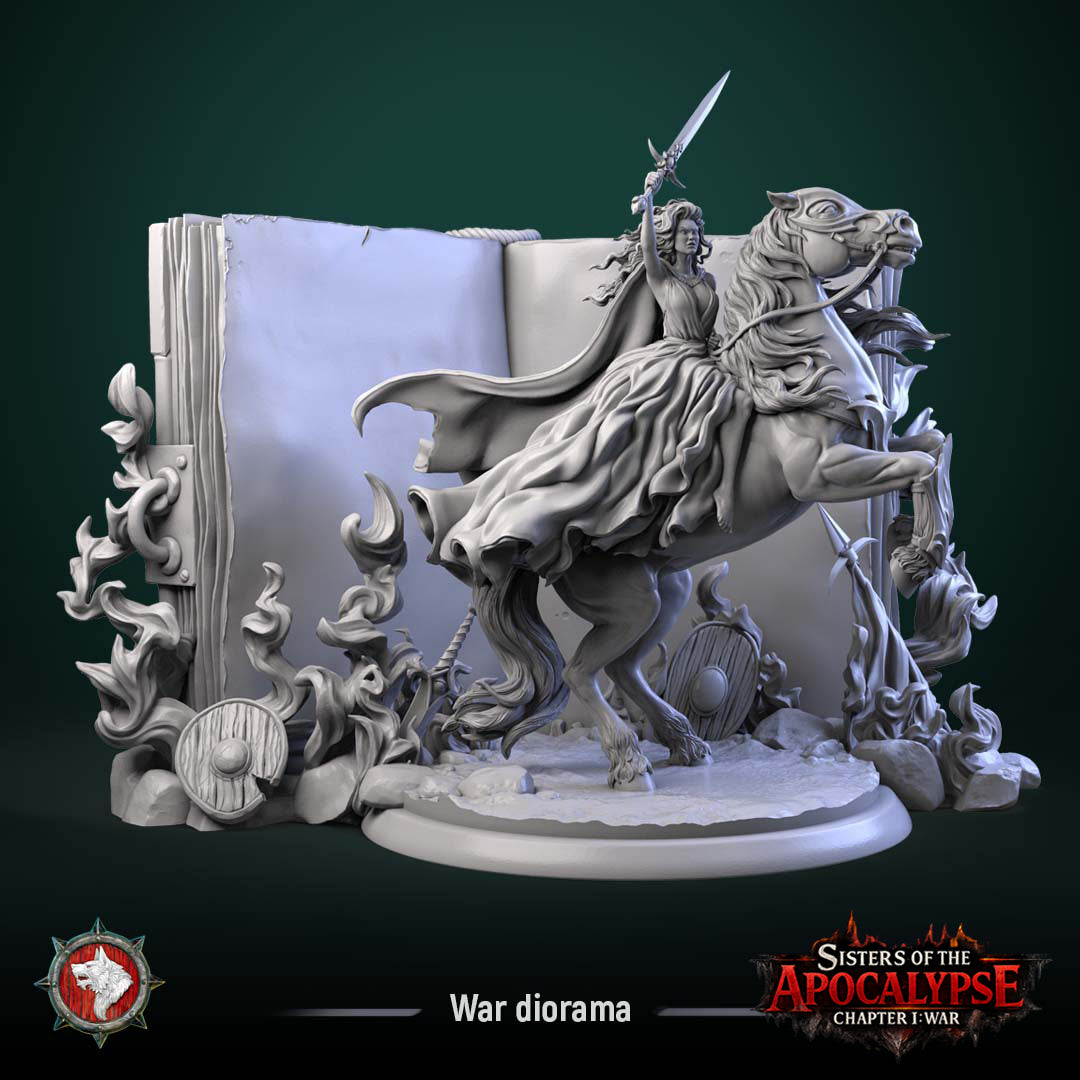War on Horse on the Eternal Tome - Sisters of the Apocalypse - War - White Werewolf Tavern