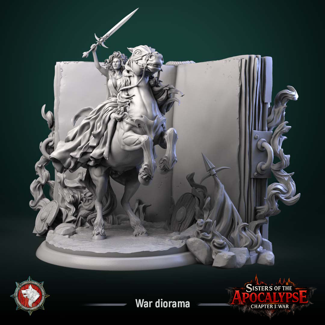 War on Horse on the Eternal Tome - Sisters of the Apocalypse - War - White Werewolf Tavern