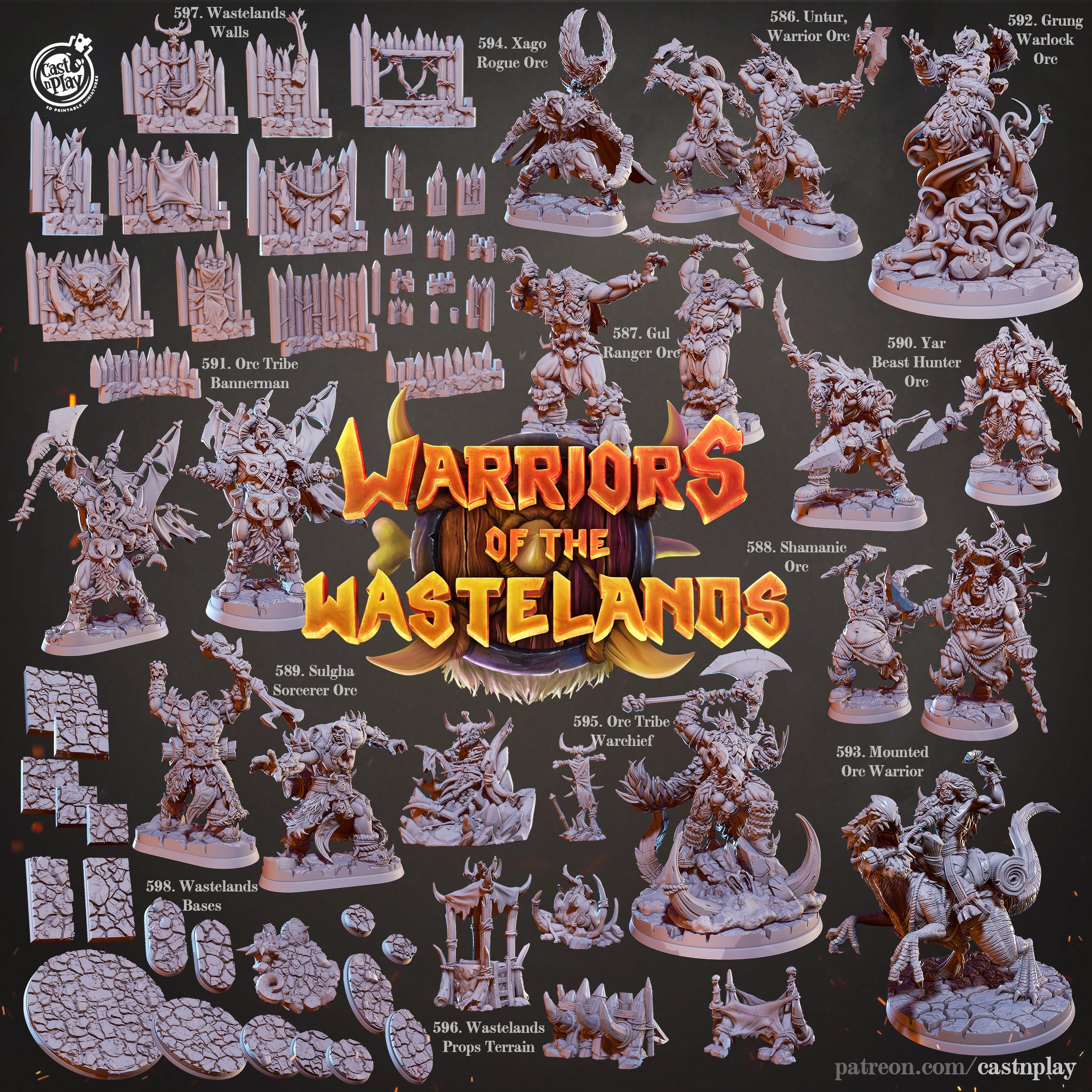 Chef de guerre de la tribu orque - de la série Warriors of the Wastelands de Cast n Play